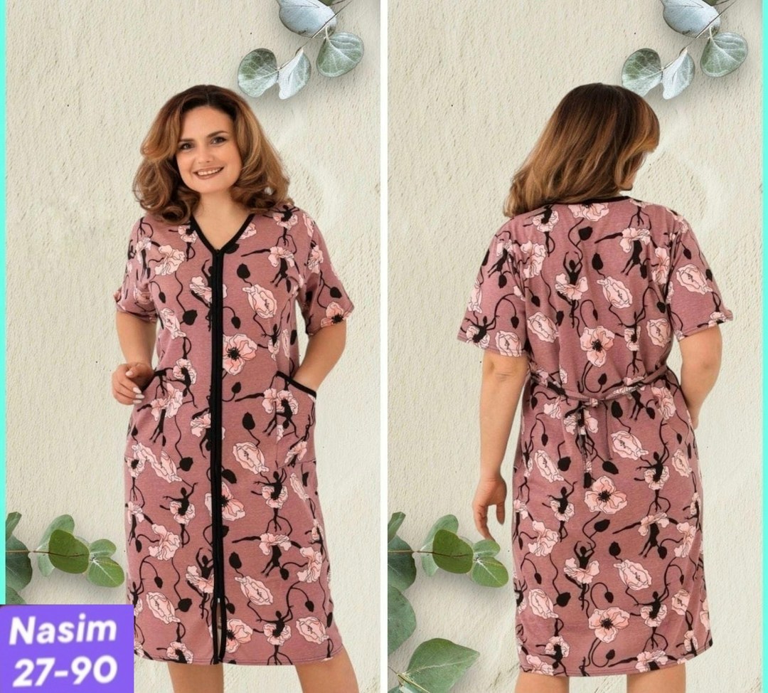 халат женский,халат женский домашний,халат женский трикотаж,халат женский 53519 какао,халат легкий