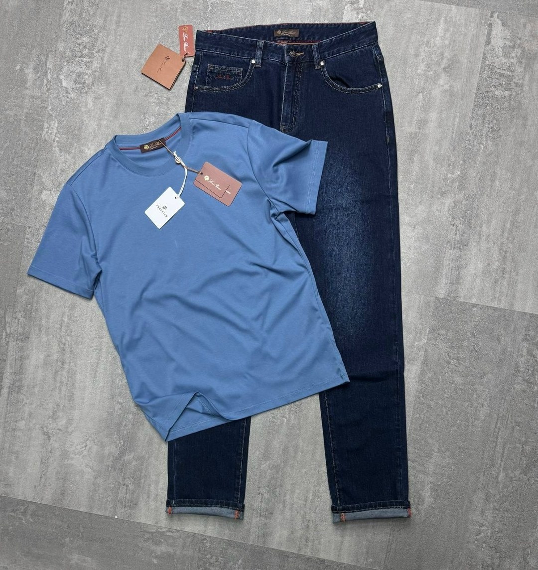 мужская футболка,футболка loro piana синий,мужская футболка поло,футболка loro piana,джинсы мужские