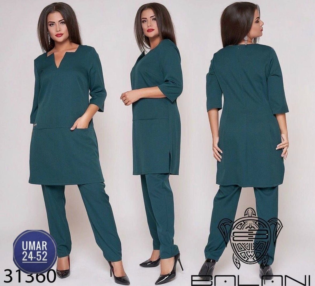 женский костюм двойка,костюм однотонный женский,костюм № 4103-1-темно-зеленый,женские костюмы,брючный костюм женский для полных