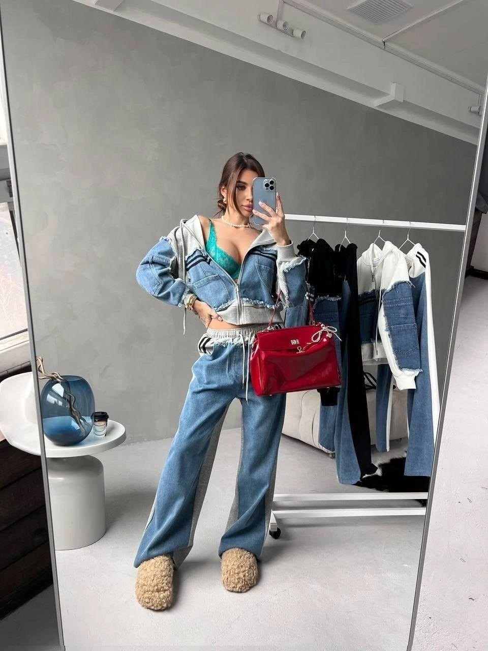 стиль спорт шик,костюм джинсовый,стильные костюмы,куртка джинсовый,женские спортивные костюмы