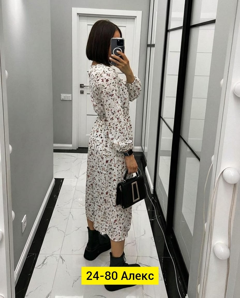платье женское,платье женское черное в цветочек с длинным рукавом,модные платья 2026,платье женское прадо,женское платье миди