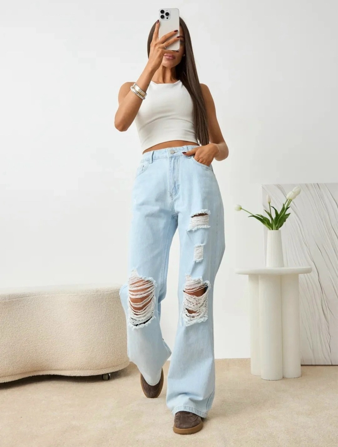 джинсы широкие рваные,женские джинсы,джинсы палаццо широкие,джинсы палаццо,женские джинсы и брюки