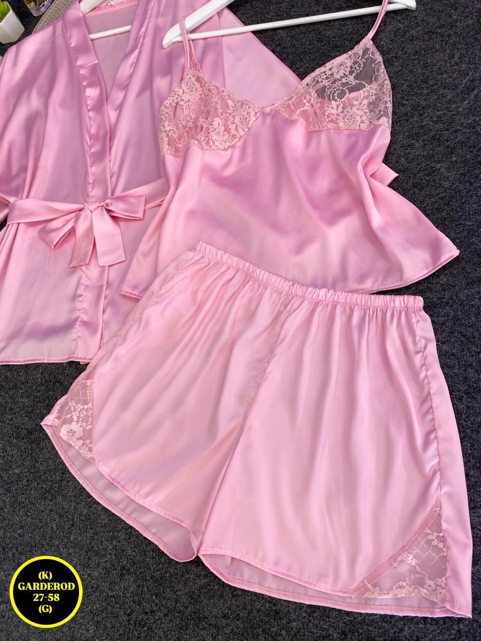 женская пижама комплект,халат неглиже,розовый халат,розовый пижамный костюм атласная домашняя одежда женский сексуальный топ,пеньюары женские