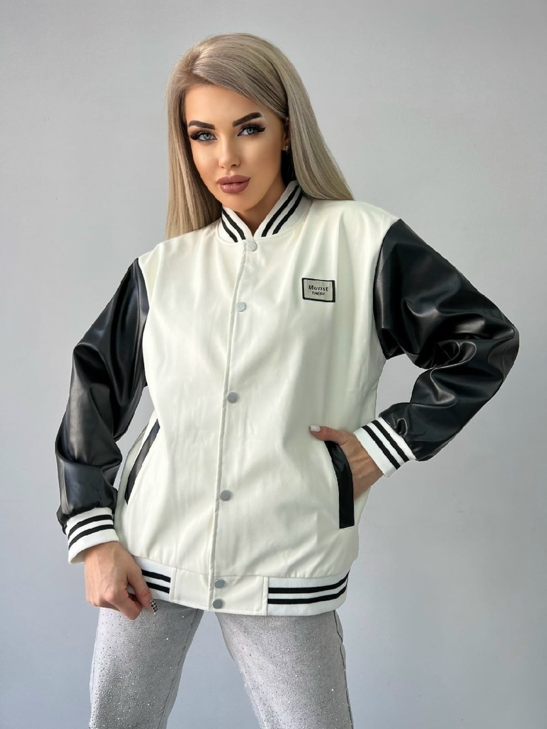 куртка бомбер,женская куртка бомбер,кожаная куртка бомбер,бомбер женский,бомбер оверсайз куртка из экокожи c&h style