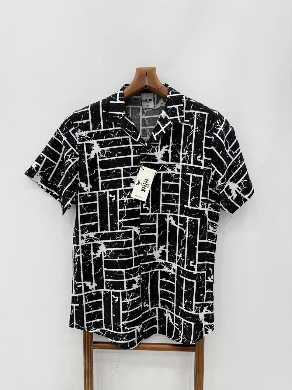 рубашка мужская,рубашка повседневная,рубашка с принтом,рубашка с короткими рукавами и принтом,мужская рубашка с принтом