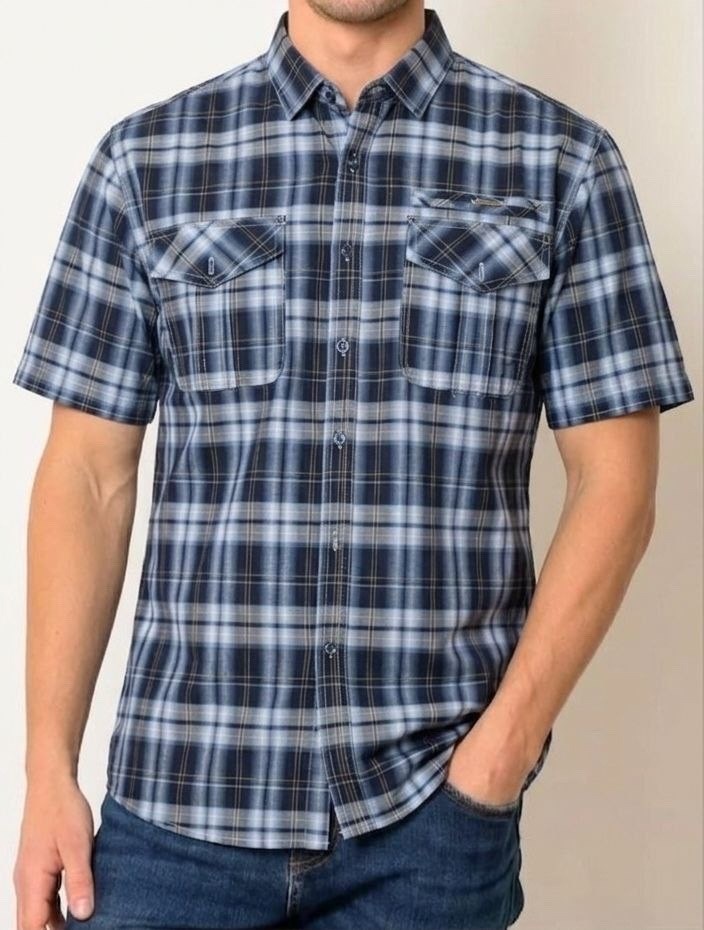 рубашка мужская,мужская рубашка с коротким рукавом,рубашка мужская в клетку,рубашка,рубашка в клетку с коротким рукавом