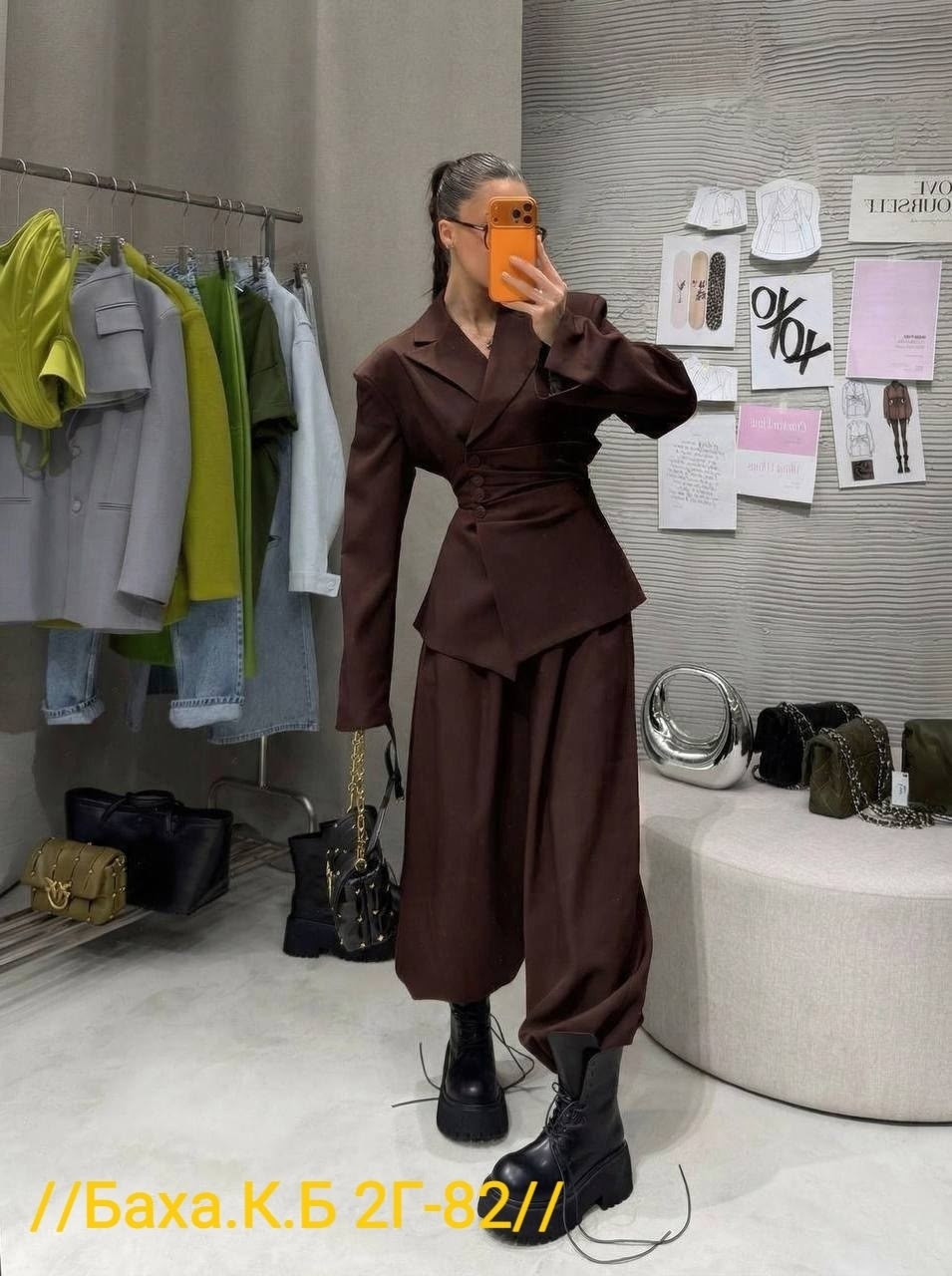 брючный костюм,пикантный уличный костюм mnealways18 из двух предметов, блейзер на шнуровке и брюки,мода стиль,брючный костюм тройка женский