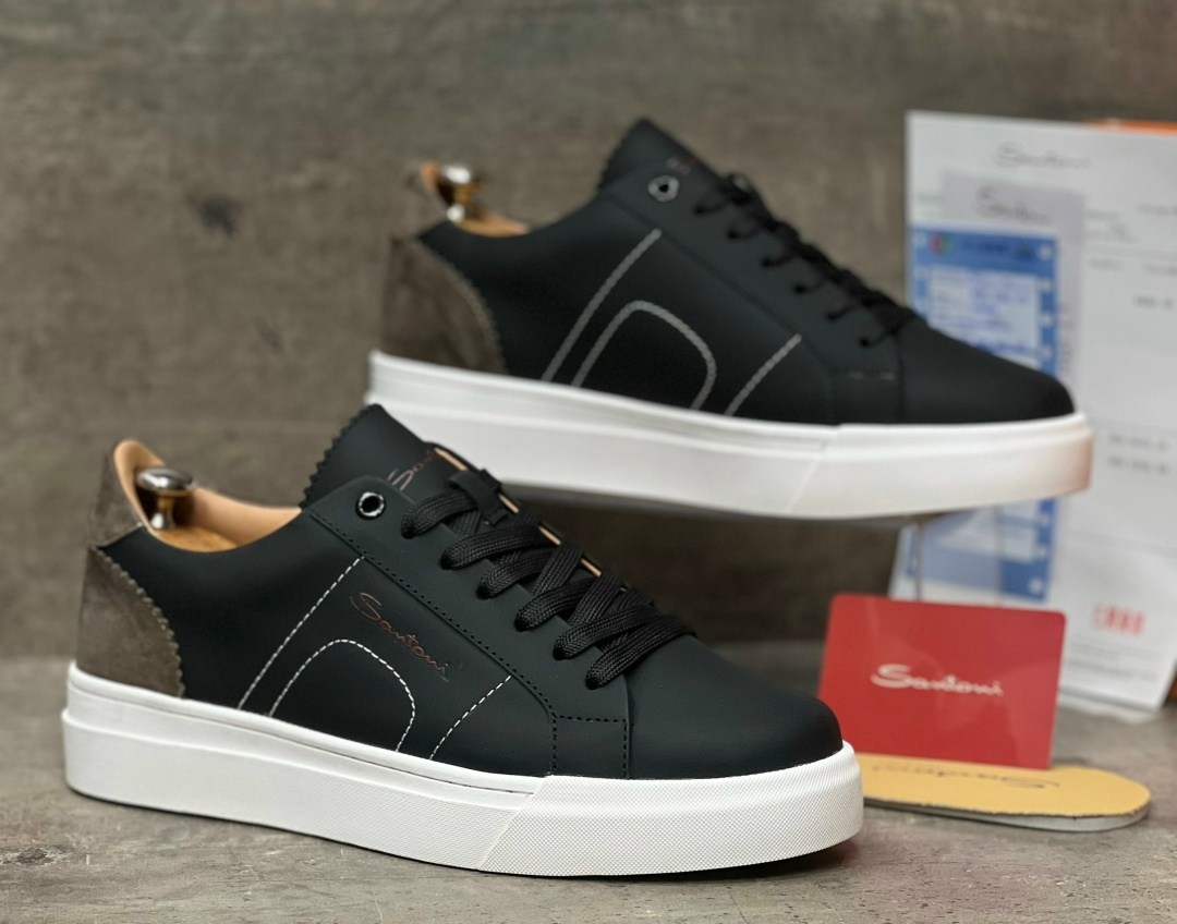 мужские кеды,кеды мужские santoni,кеды мужские кожаные,,кеды мужские кожаные santoni черные premium