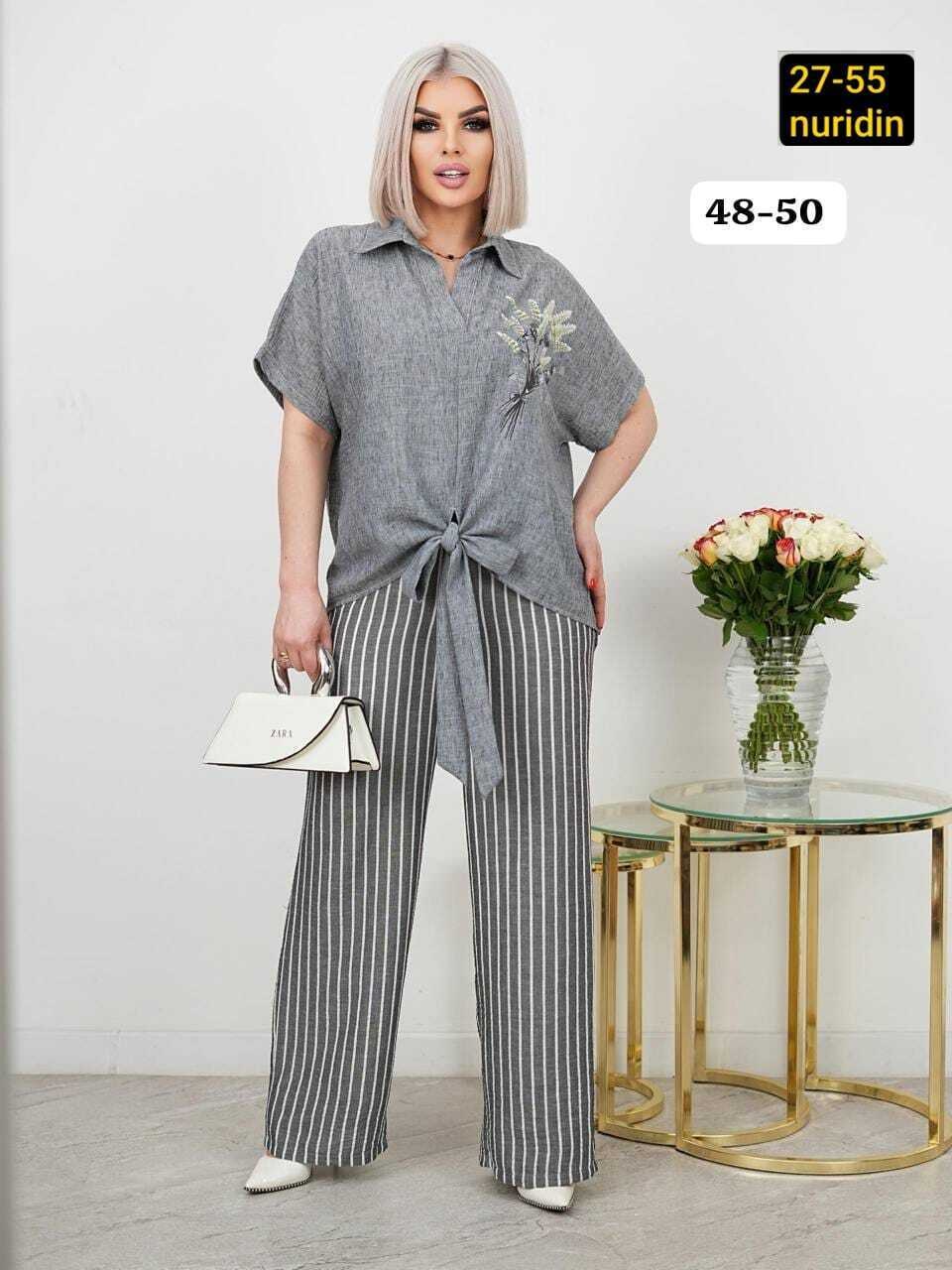 костюм брючный,костюм лен,брючный костюм женский больших размеров final style,женский костюм,стильный костюм