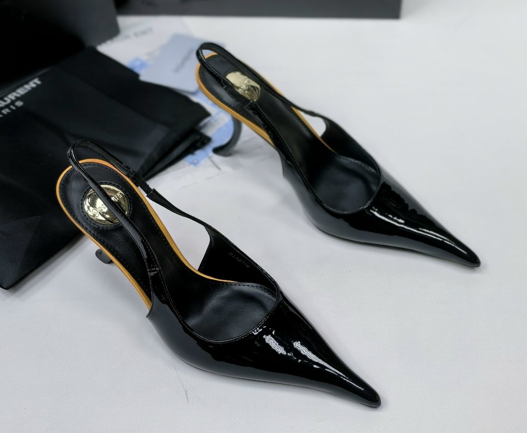 saint laurent туфли,yves saint laurent туфли,туфли-лодочки avenue 95 из лакированной кожи saint laurent черный,saint laurent черные кожаные туфли,босоножки saint laurent