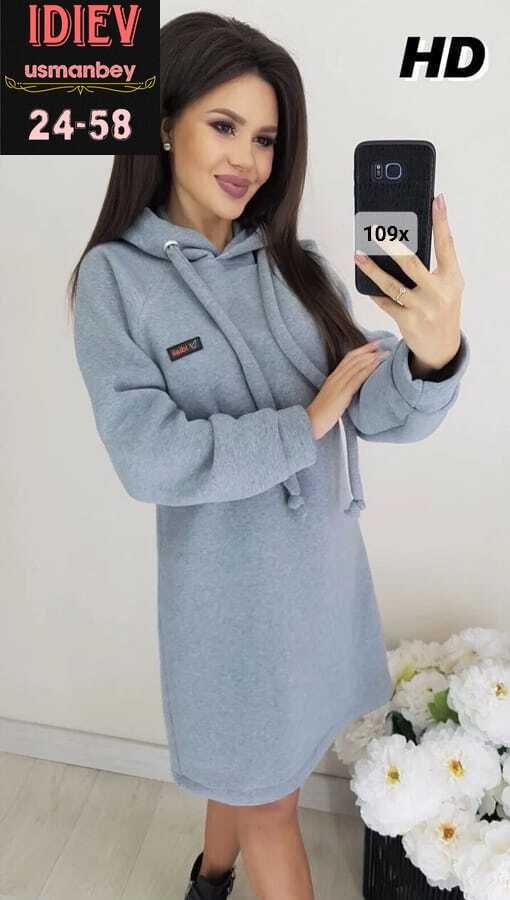 платье теплое с капюшоном,платье толстовка женское,платье с капюшоном,платье туника теплая,платье на флисе