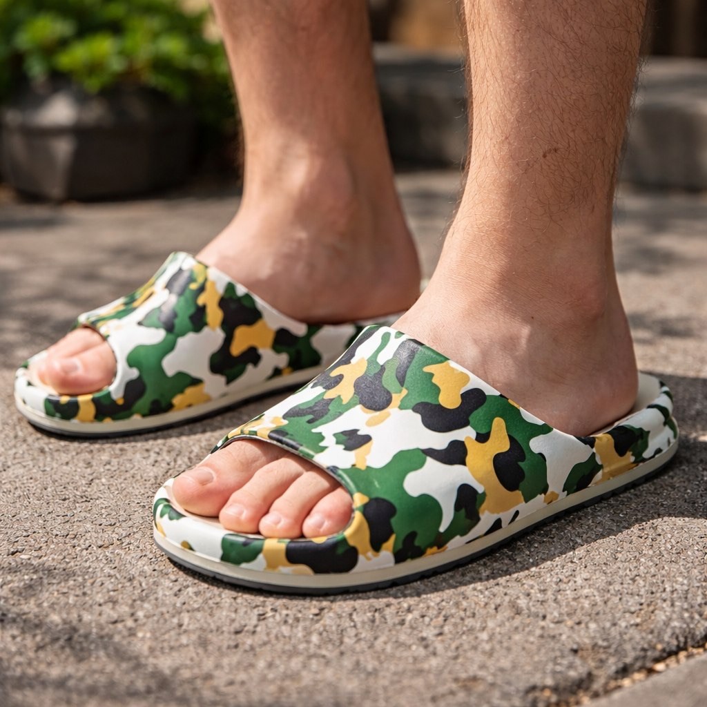 мужские шлепанцы,камуфляжные тапки,,тапочки модные,пляжная