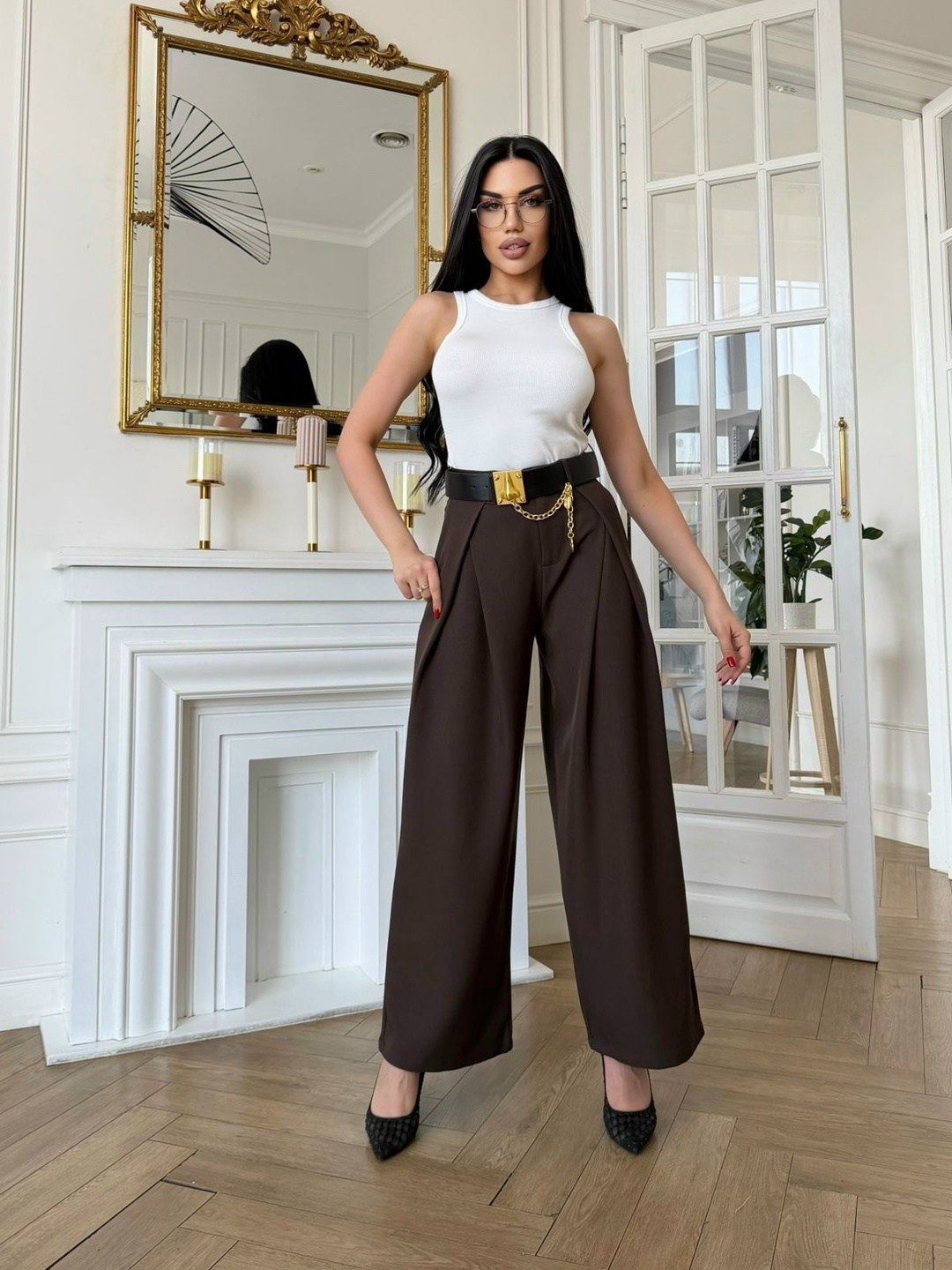 брюки-палаццо,женские брюки палаццо,брюки палаццо женские шоколадные,широкие брюки,летние брюки палаццо