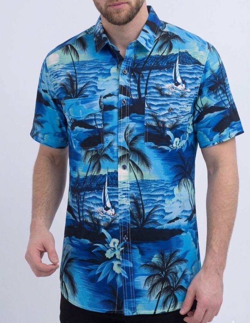 гавайская рубашка мужская,гавайская рубашка,гавайская рубашка с коротким рукавом пляжная летняя alberto ricci,рубашки гавайки мужские,hawaiian shirt