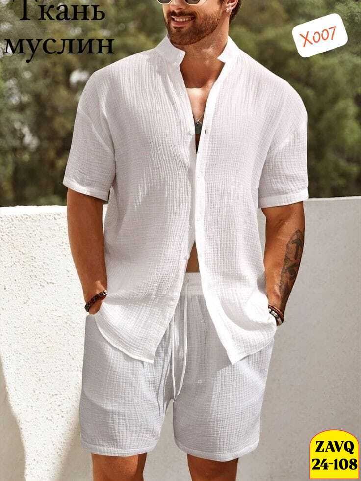 мужской костюм двойка шорты+рубашка,летний мужской костюм,мужской костюм двойка шортырубашка из высокого,мужской стиль,мужская летняя одежда