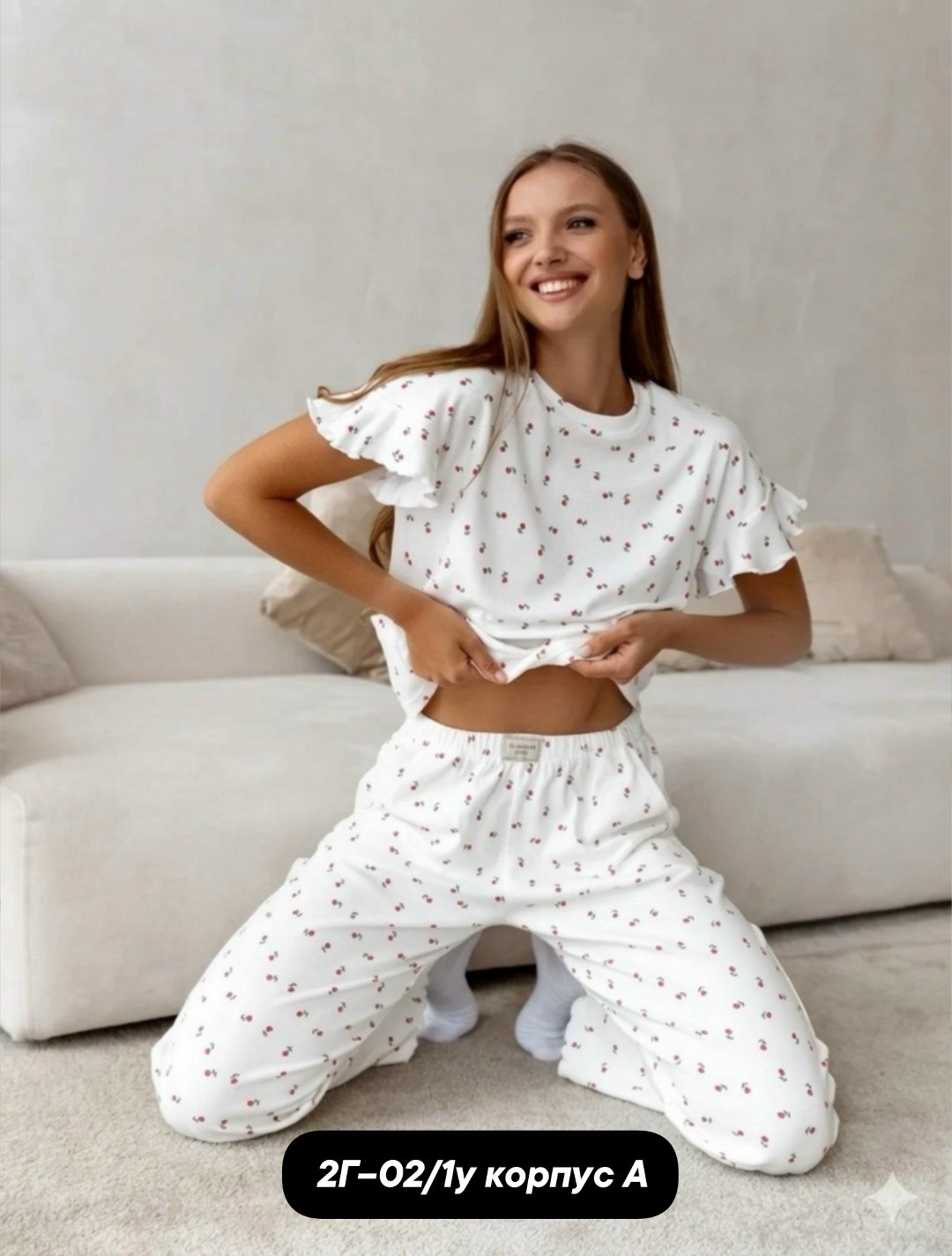 пижама женская,пижама с брюками и сердечками арт. в-001-1/001,пижама с брюками и сердечками арт. в-001-1/001 (белый),пижама,пижама со штанами