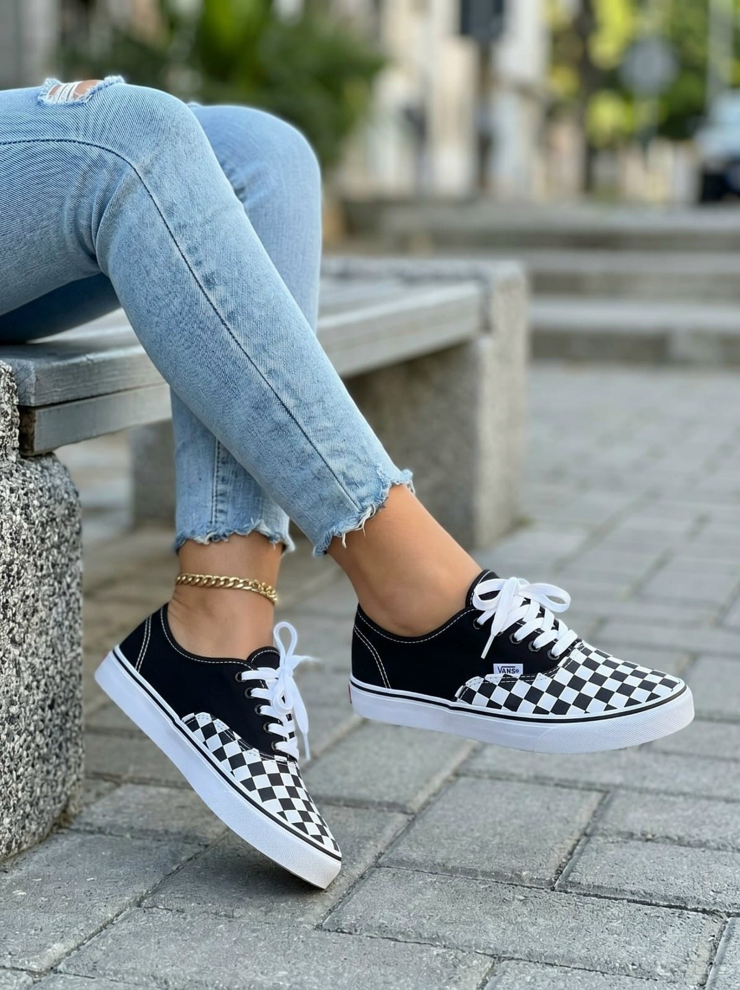 ,модные кеды,повседневная ,vans authentic checkerboard,женская