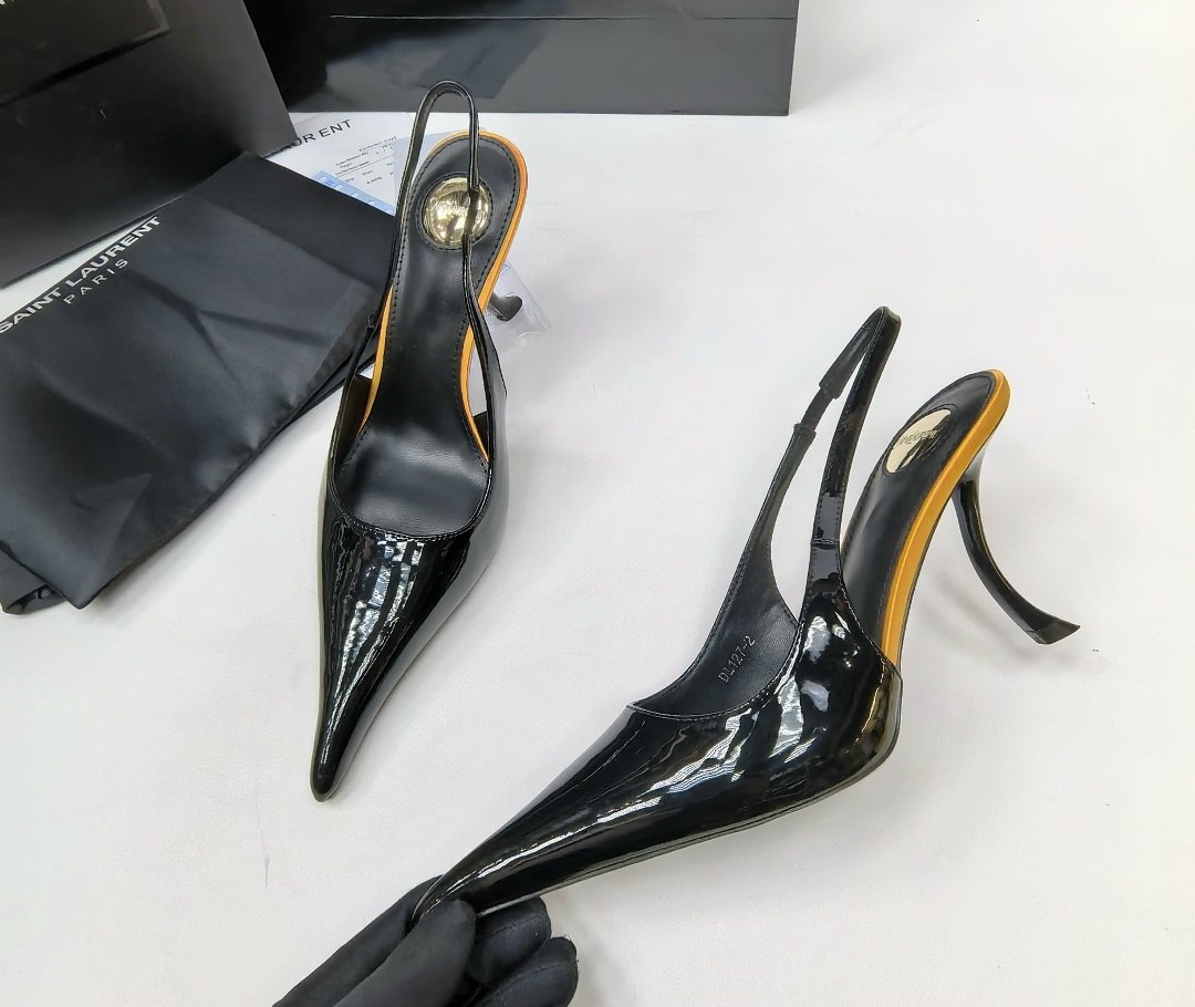 saint laurent туфли,yves saint laurent туфли,туфли-лодочки avenue 95 из лакированной кожи saint laurent черный,saint laurent черные кожаные туфли,босоножки saint laurent