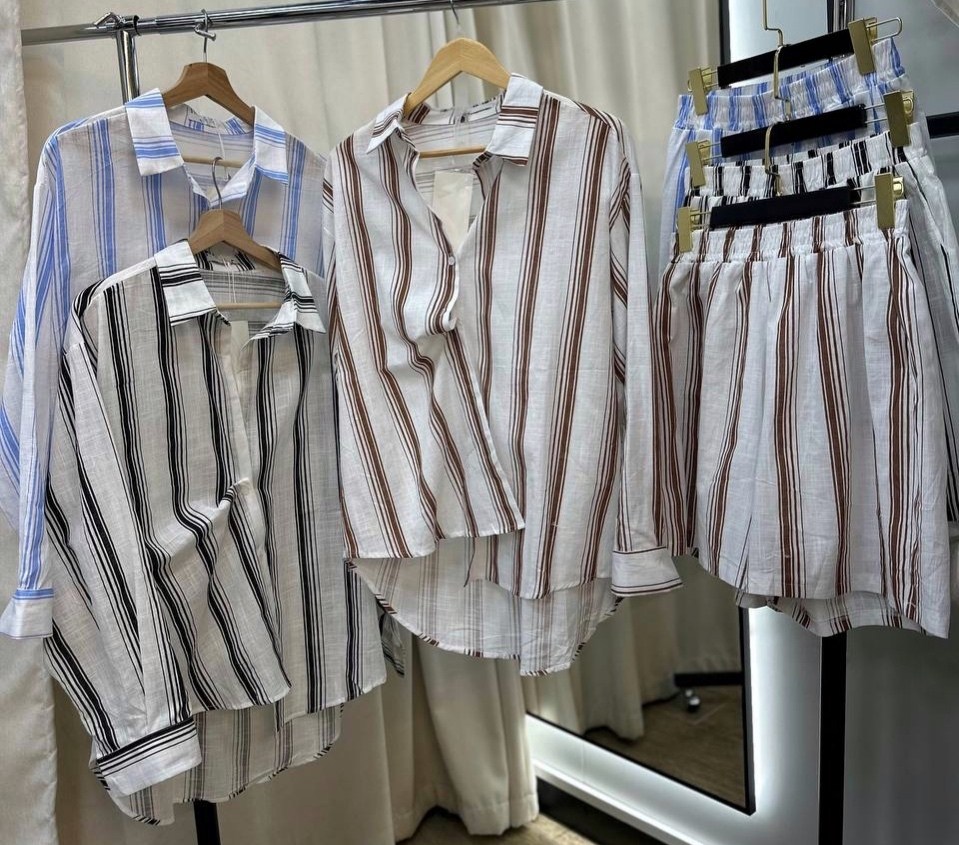 костюм с шортами,костюм в полоску шорты с рубашкой для женщин и топом,костюм с шортами женский летний,костюм летний с шортами и рубашкой льняной,рубашка в полоску