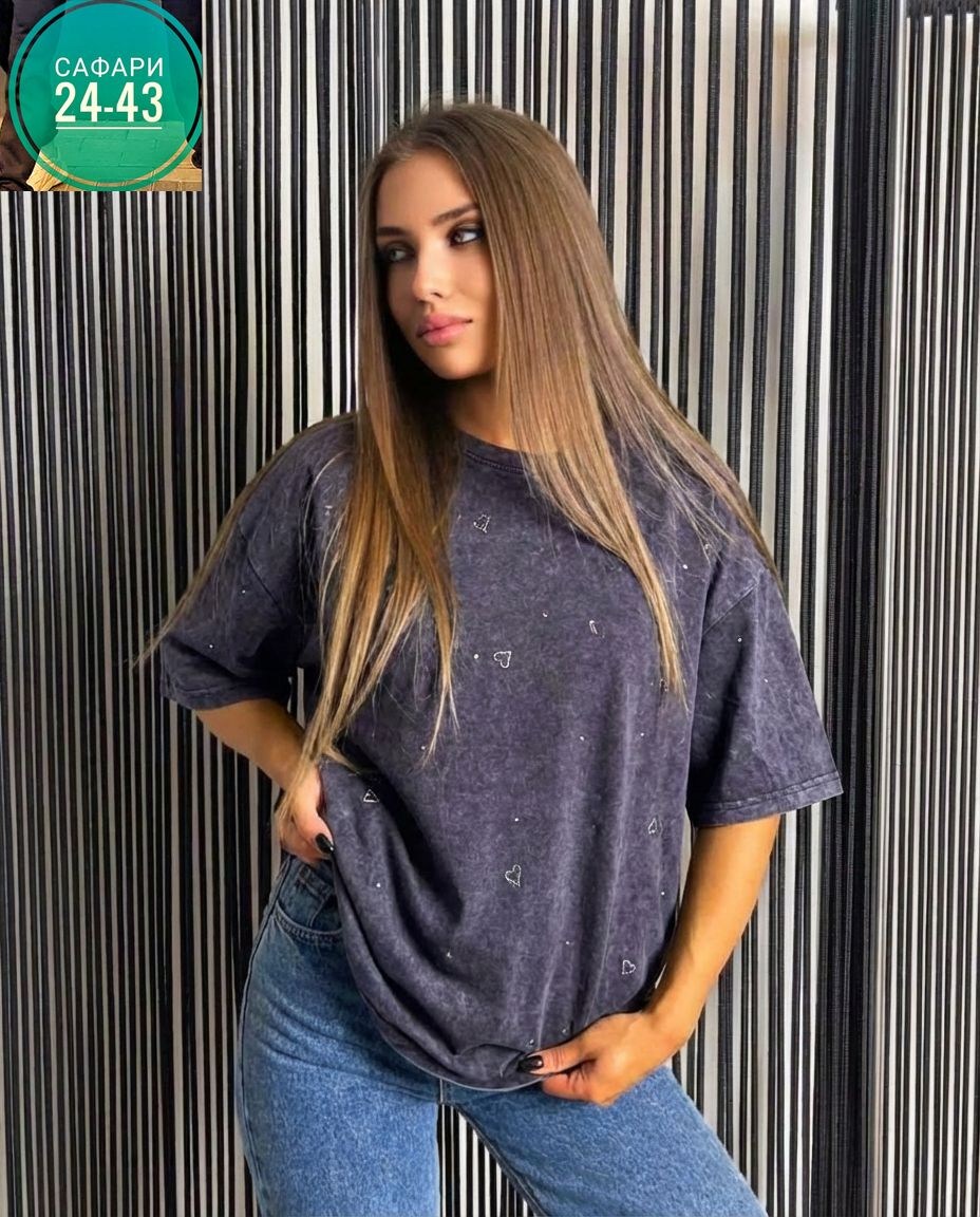 женская футболка,футболки женские оверсайз,женская футболка оверсайз со стразами,футболка женская оверсайз со стразами fineness,футболка оверсайз со стразами