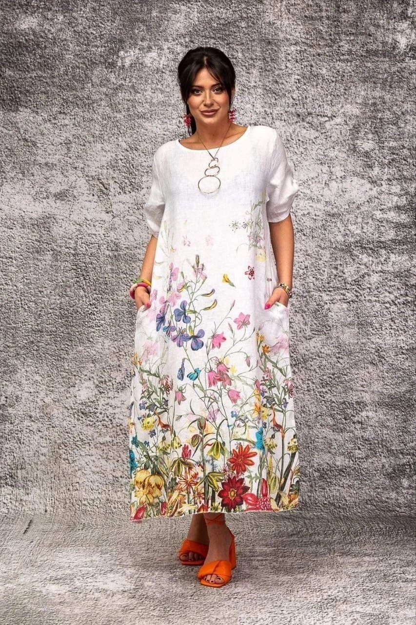 платье бохо больших размеров,платье лен,платье льняное,платье бохо для полных,платья