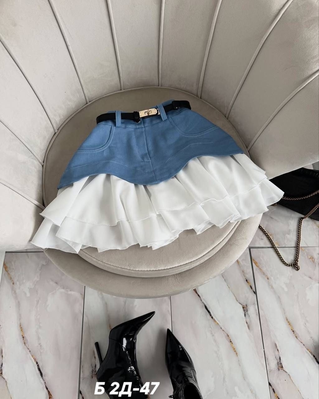 юбка джинсовая мини с воланом летняя bozbu 367368229,юбка с оборками,юбка женская джинсовая с воланами,юбка стильная,летняя юбка короткая с воланами zena's collective