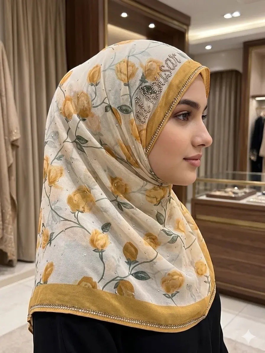 платок шифоновый мусульманский со стразами,хиджаб для женщин,платок шифоновый на голову со стразами,платок,молочный хиджаб