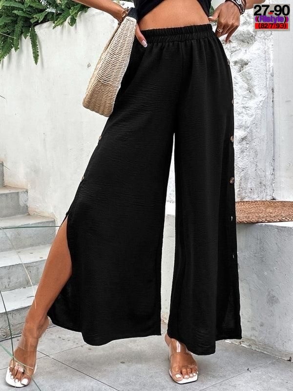 брюки палаццо с разрезами по бокам,широкие брюки женские,женские брюки с широкими штанинами,широкие брюки для женщин,женские модные брюки с разрезной эластичной высокой талией широкие штаны для ног