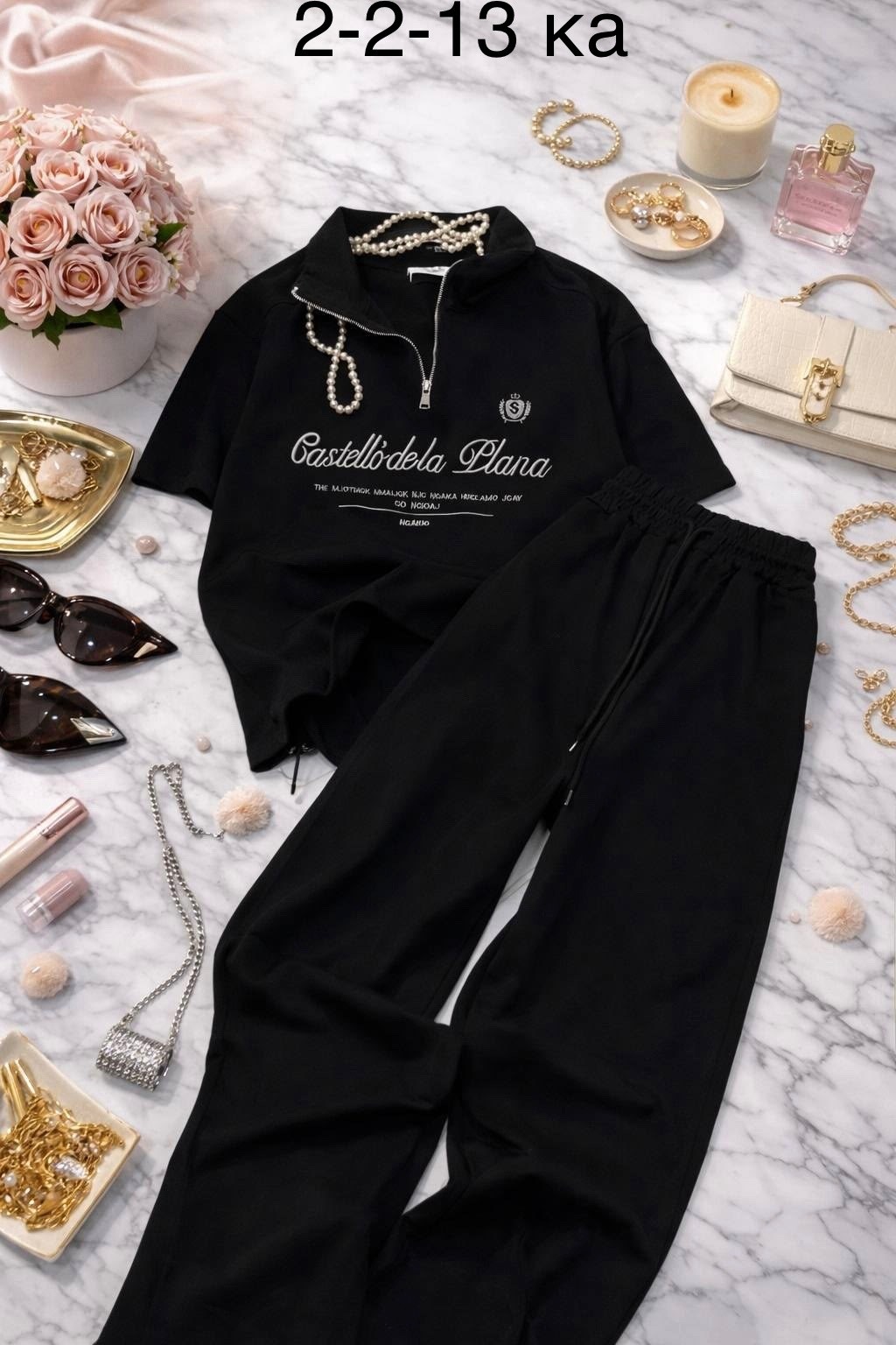 спортивный костюм с брюками на кулиске tennis club w,костюм спортивный,костюм женский,костюм с брюками,костюм с брюками палаццо