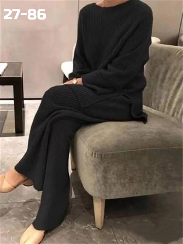 женский трикотажный костюм из двух предметов,женский вязаный костюм,вязаные костюмы,женский повседневный трикотажный костюм,трикотажный повседневный костюм