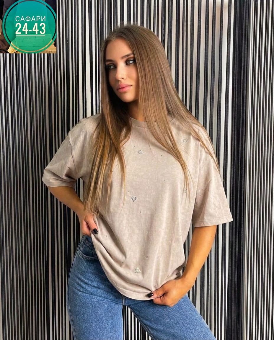 женская футболка,футболки женские оверсайз,женская футболка оверсайз со стразами,футболка женская оверсайз со стразами fineness,футболка оверсайз со стразами