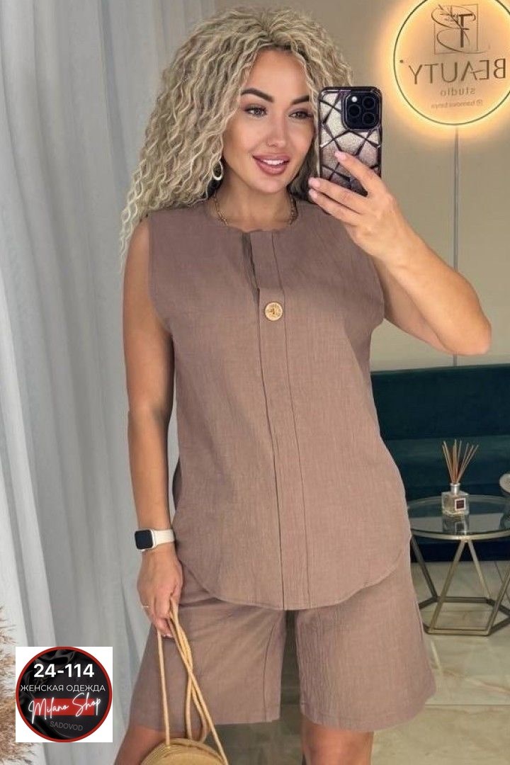 ,женский костюм с шортами,летние костюмы женские,костюм из льна лайм,костюм с шортам