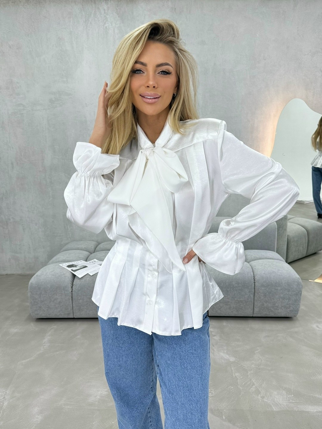 блузка женская,блузка с бантом,блуза,блузка,блуза женская oxilife вечерняя черная 56 ru