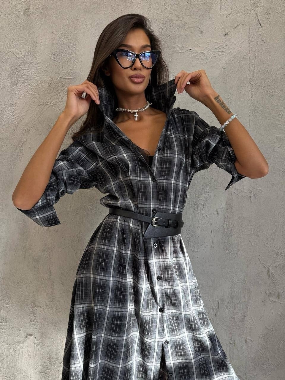 платье в клетку,платье рубашка в клетку,костюм с юбкой и рубашкой,