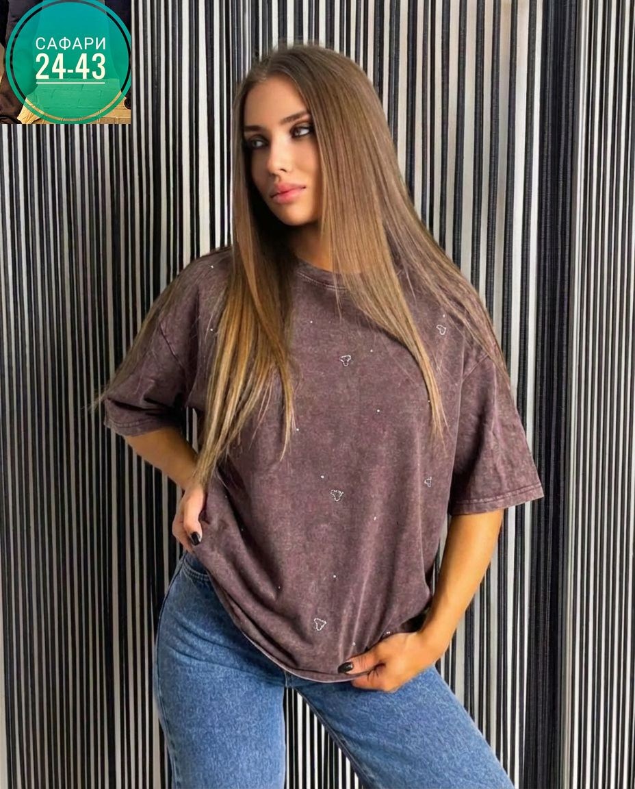 женская футболка,футболки женские оверсайз,женская футболка оверсайз со стразами,футболка женская оверсайз со стразами fineness,футболка оверсайз со стразами