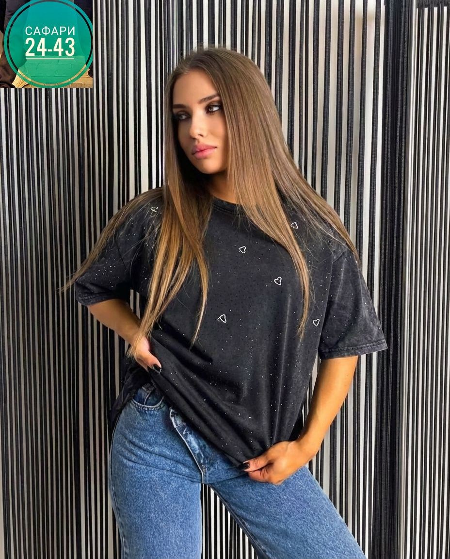 женская футболка,футболки женские оверсайз,женская футболка оверсайз со стразами,футболка женская оверсайз со стразами fineness,футболка оверсайз со стразами