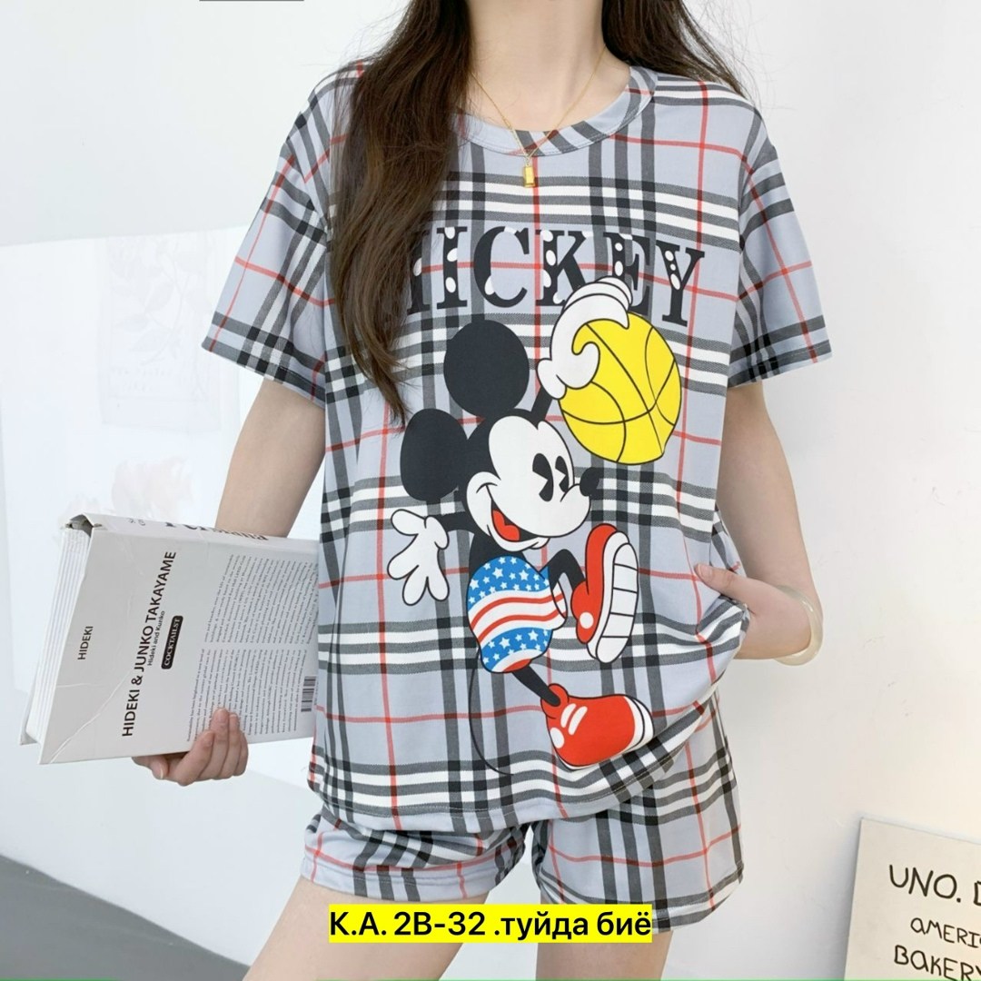 пижама с мишкой,пижама женская,короткая пижама,комплект пижама,пижам