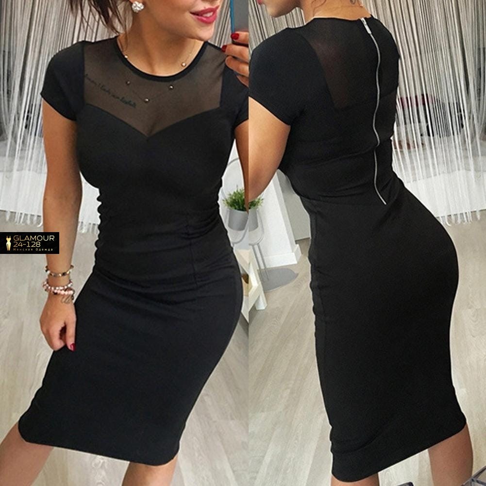 платье женское облегающее,облегающее платье,платье женское черное,черное платье до колен в обтяжку с коротким рукавом вечернее,черное облегающее платье