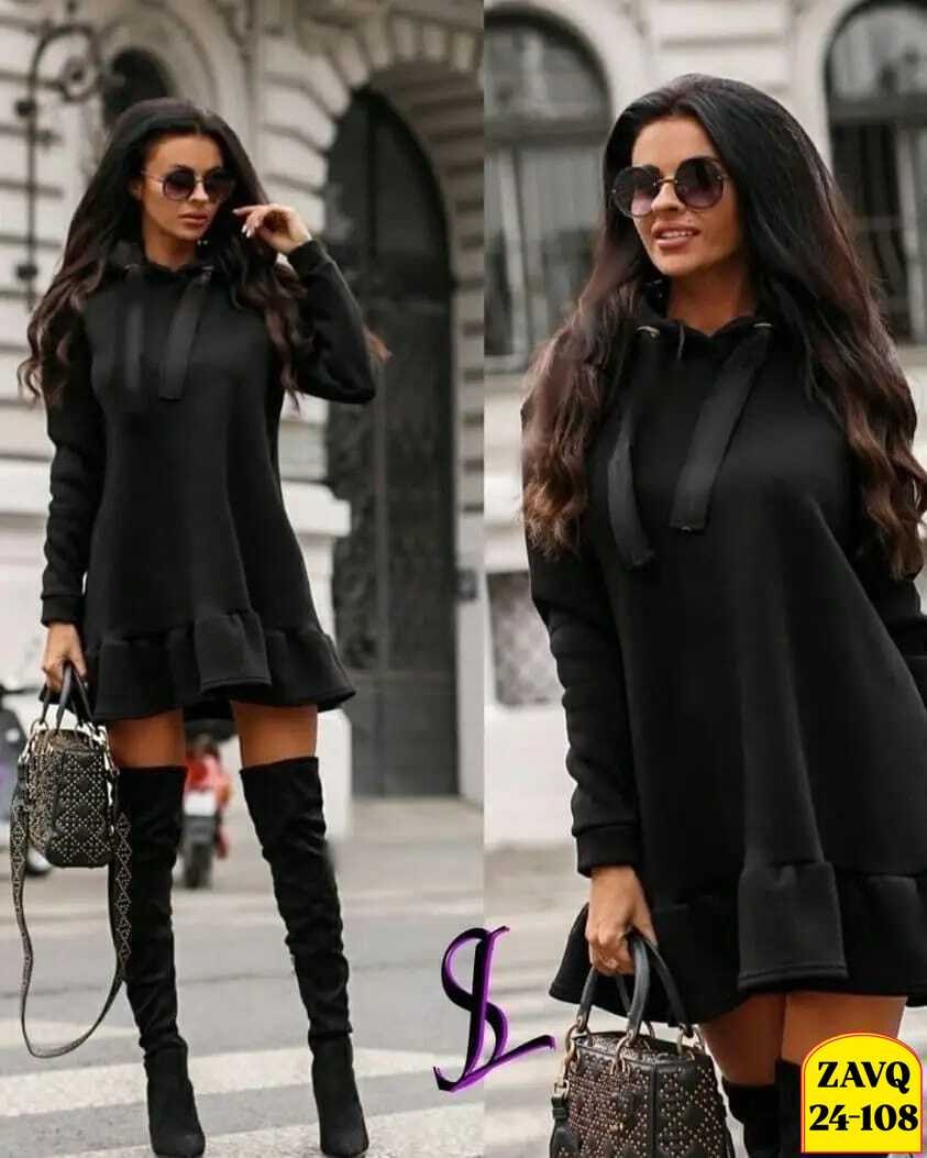 платье туника,платье женское теплое,теплое платье,платье с оборками,стильное платье