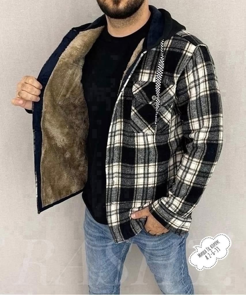 рубашка на меху с капюшоном,рубашка утепленная на меху зимняя в клетку,рубашка с капюшоном,рубашка с мехом,рубашка теплая на флисе
