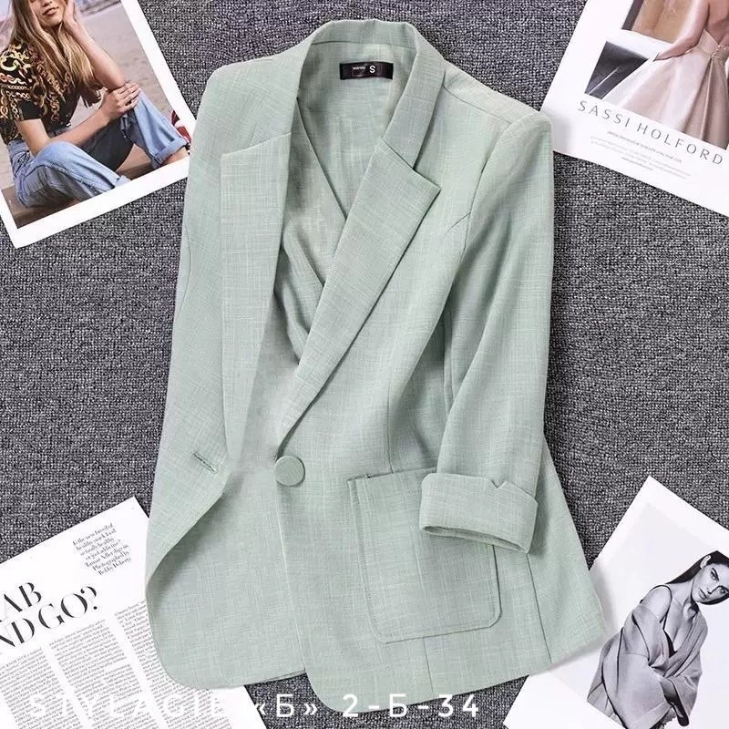 белый пиджак женский рукав три четверти,женский повседневный блейзер,пиджак для женщин,пиджак женский белый,женские пиджаки