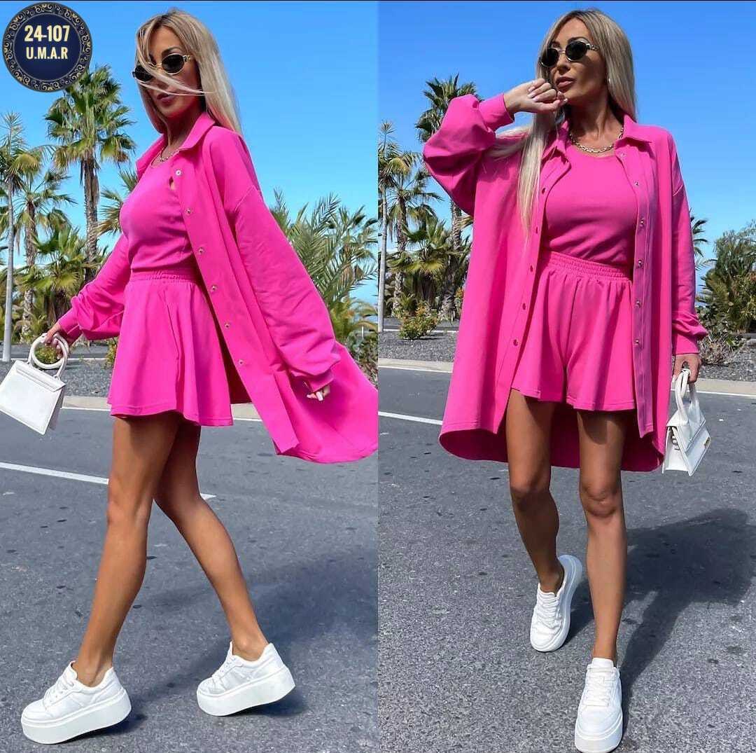 женский костюм с шортами, ,модная ,костюм розово,модная одежда