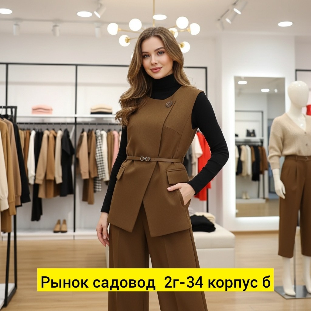 костюм брючный женский юрс,брючный костюм элегантный,костюм с брюками,жилет женский 4347/04/шоколадный,женские брючные костюмы