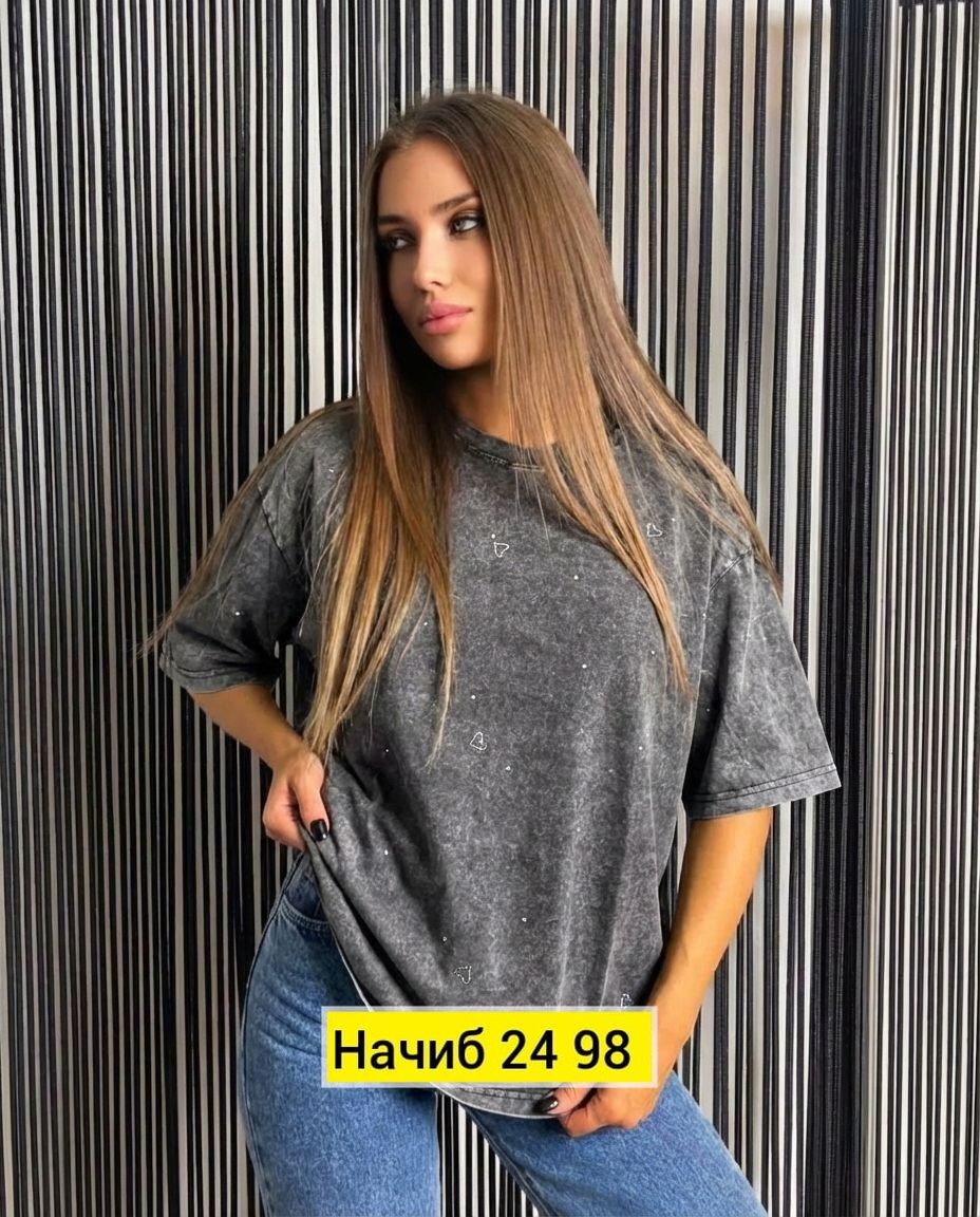 женская футболка,футболки женские оверсайз,женская футболка оверсайз со стразами,футболка женская оверсайз со стразами fineness,футболка оверсайз с