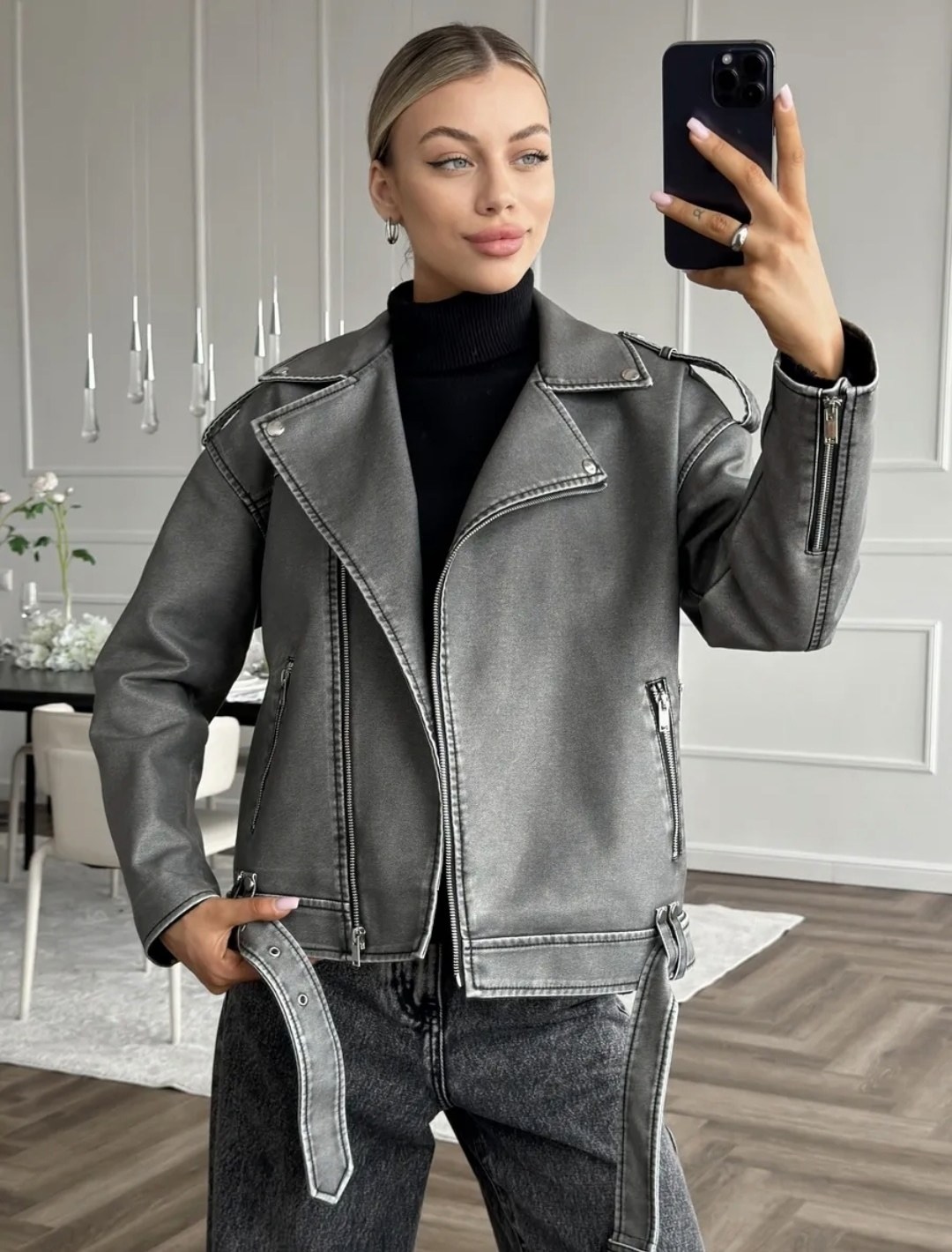 косуха винтажная куртка кожаная oversize серая monyken,косуха серая винтажная куртка кожаная оверсайз aftfbasic,косуха куртка,косуха кожаная куртка оверсайз демисезонная,женская куртка косуха