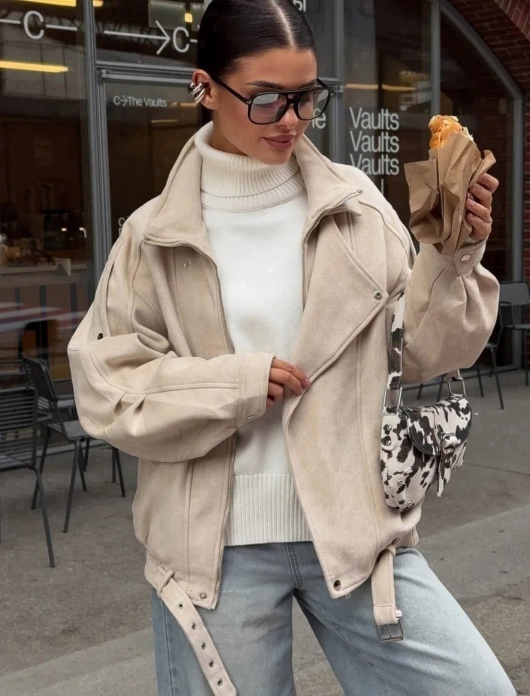 дубленка авиатор зимняя короткая оверсайз,стильная куртка,замшевая куртка,женская куртка,косуха куртка