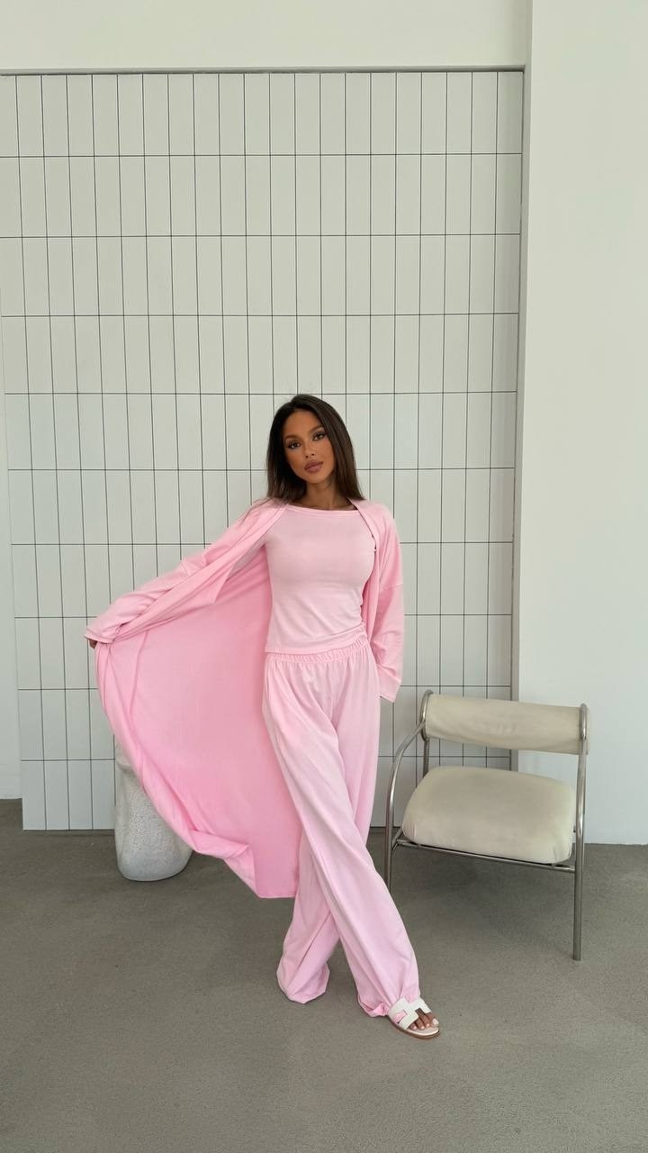 костюм тройка: кардиган, топ, брюки палаццо (плотный хлопок),костюм с брюками палаццо,костюм с брюками,летние костюмы,костюм женский