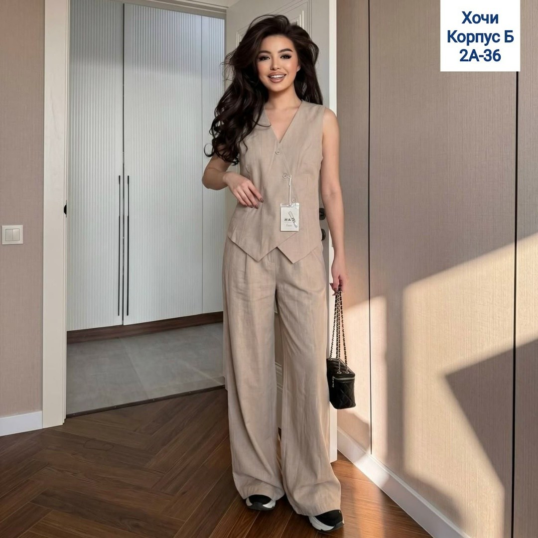 костюм льняной брючный с жилетом much love,льняной костюм женский брючный с жилеткой,брючный костюм,брючный костюм с жилетом женский,женский брючный костюм с жилеткой