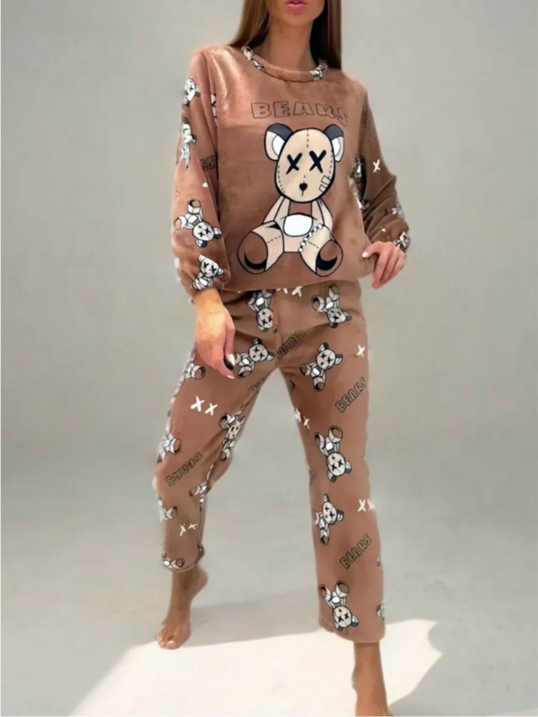 пижама со штанами теплая домашняя плюшевая,пижама плюшевая теплая со штанами rurumi,пижама теплая,пижама со штанами теплая домашняя,пижама женская теплая