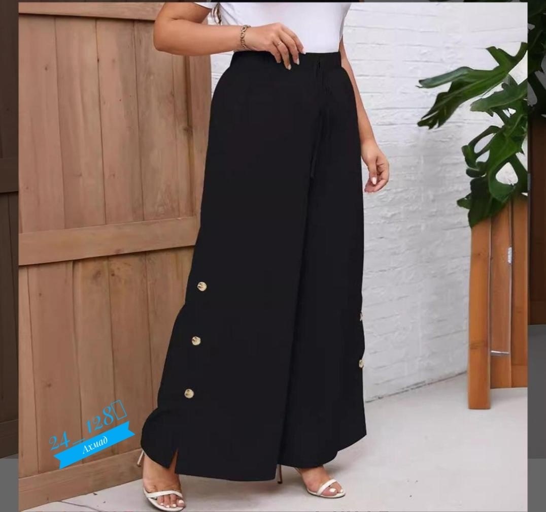 брюки женские с широкими штанинами, эластичная талия, много пуговиц,брюки женские с широкими штанинами и разрезом на пуговицах,брюки палаццо из льна женские,женские брюки с широкими штанинами,женские